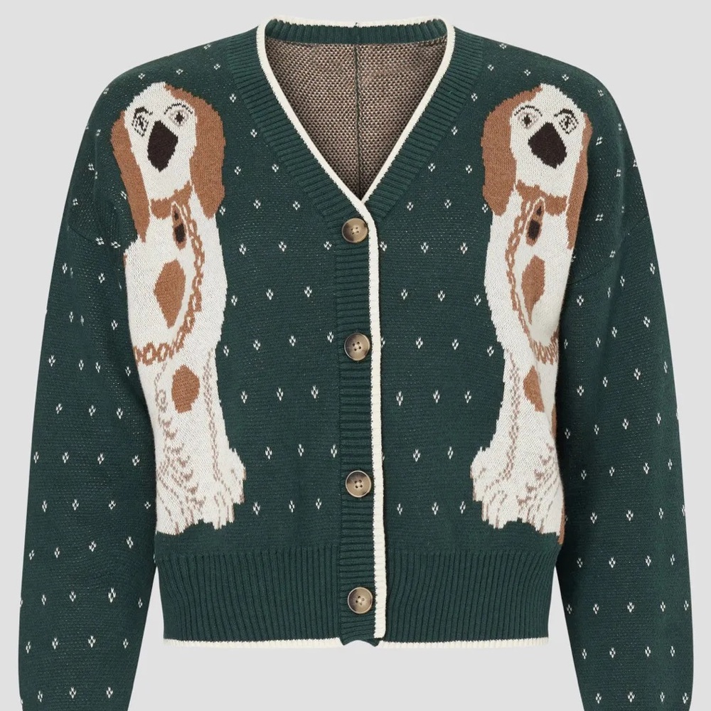 Rachel Antonoff Cori Cardigan Staffy Dogs 1x